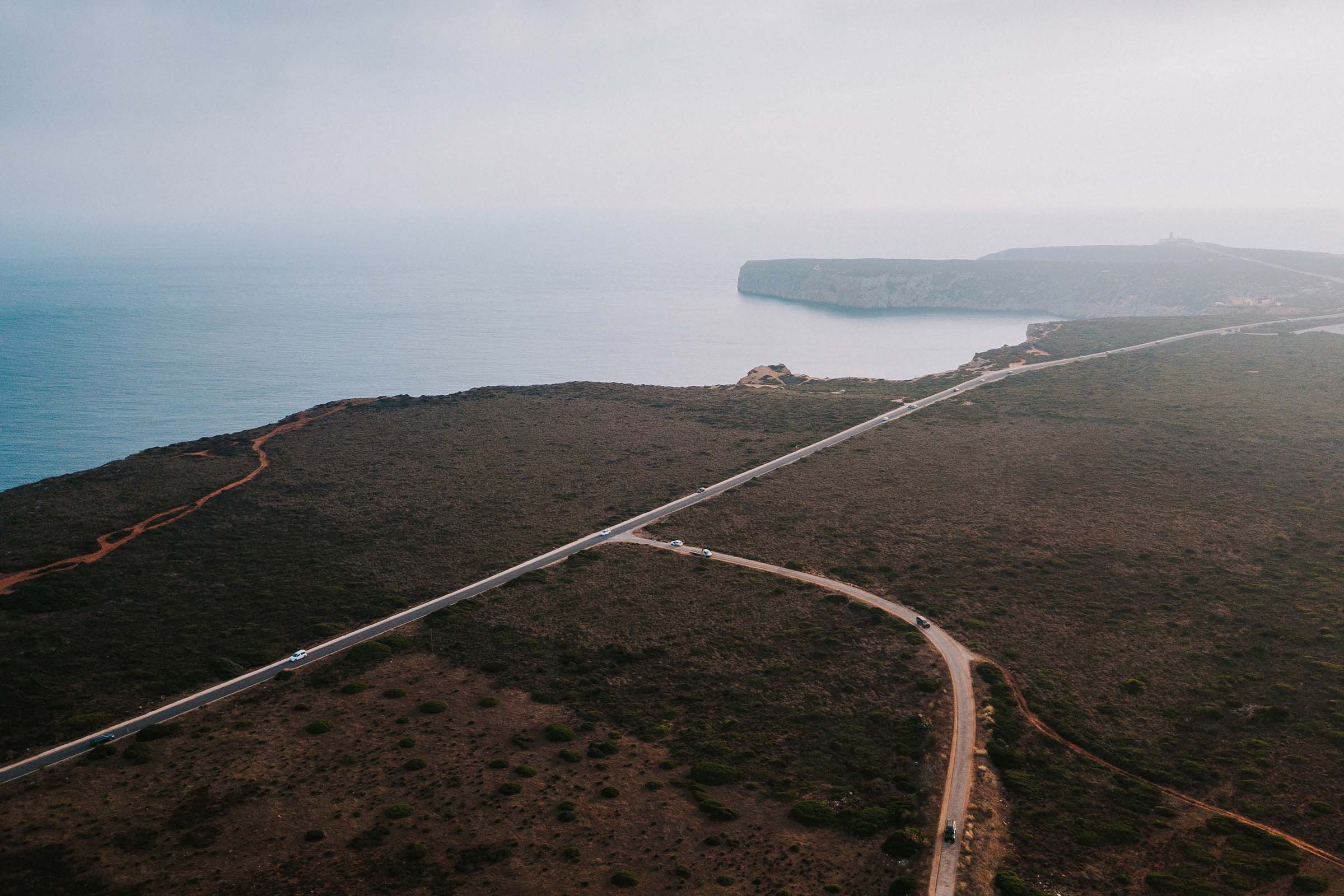 aerial view of sagres coast portugal