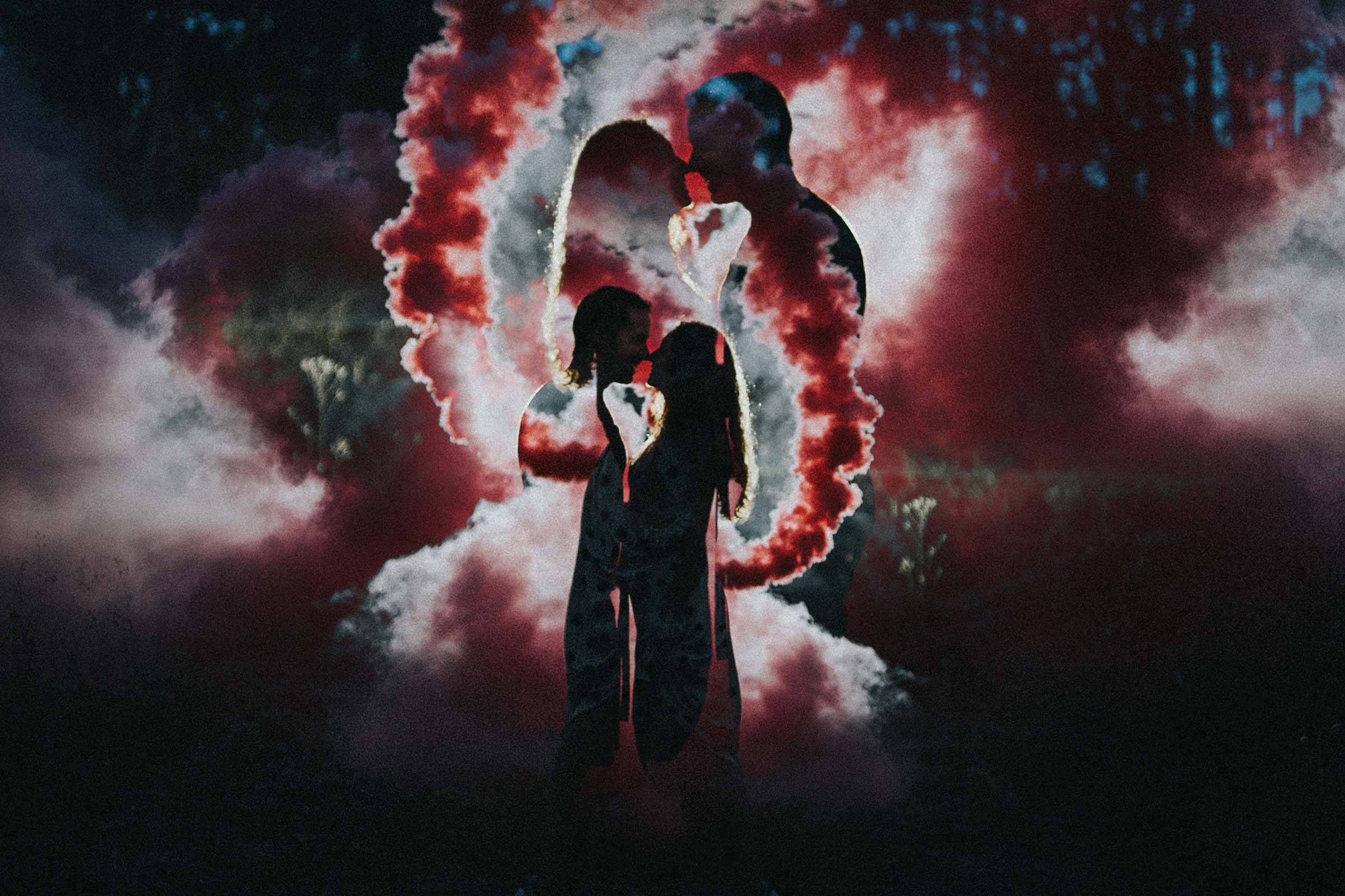 double exposure photography with smoke bombs