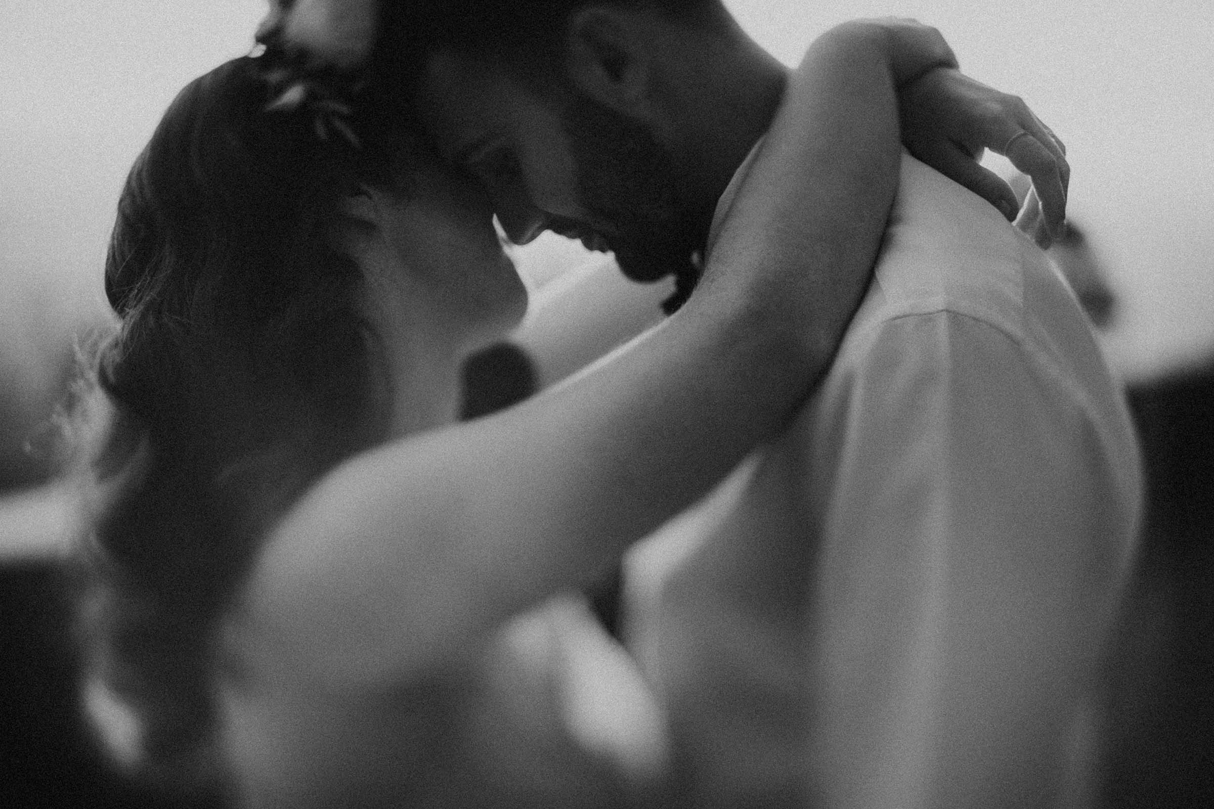 black and white smooth focus photo couple dancing close up